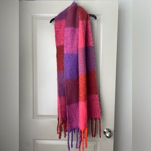 Steve Madden Chunky Plaid Scarf Pink/Purple/Red | One Size